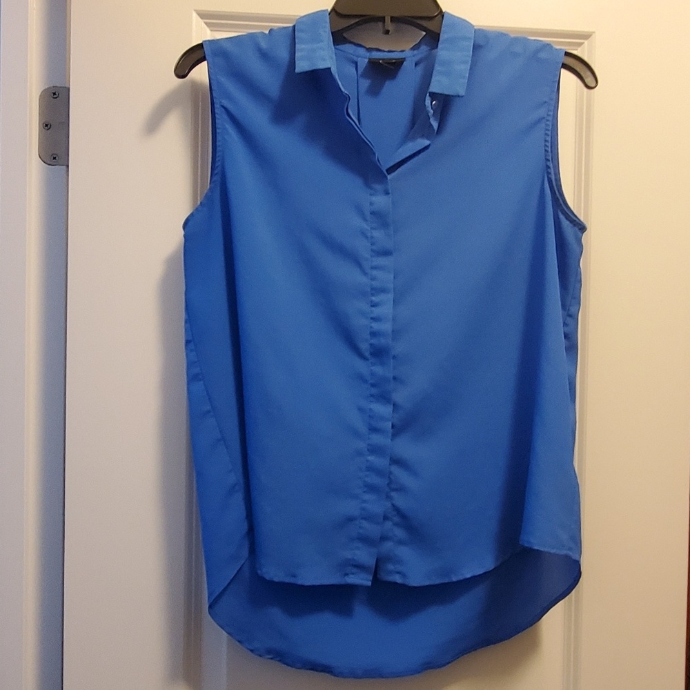 Blue button up blouse